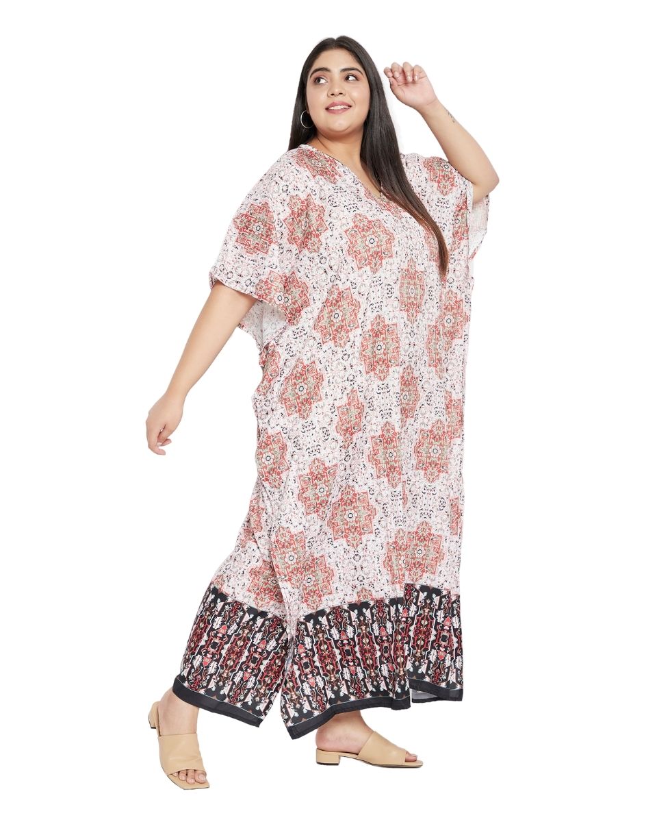 Women Polyester Plus Size Kimono Sleeve Long Maxi Kaftan