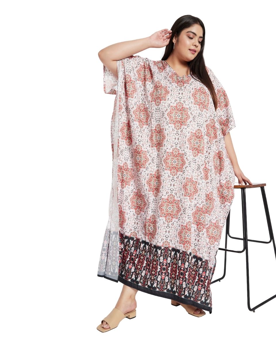 Women Polyester Plus Size Kimono Sleeve Long Maxi Kaftan