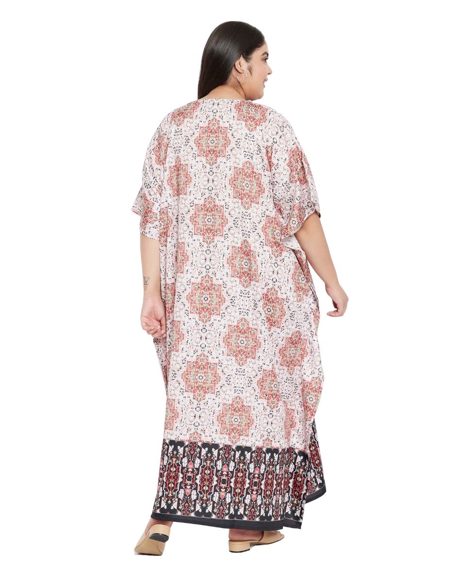 Women Polyester Plus Size Kimono Sleeve Long Maxi Kaftan