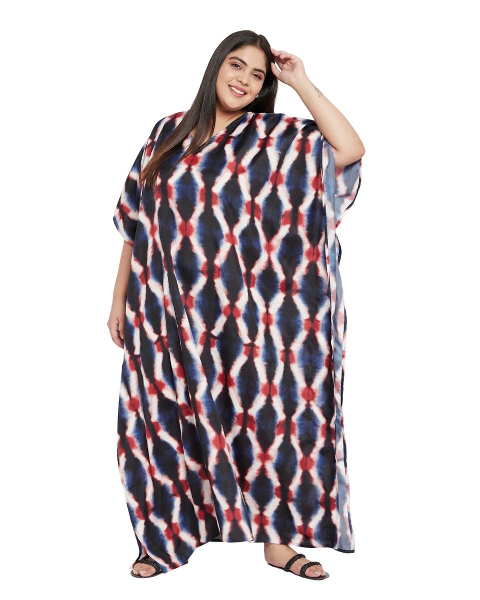 Long Black Maxi Polyester Kaftan Dress For Plus Size Women