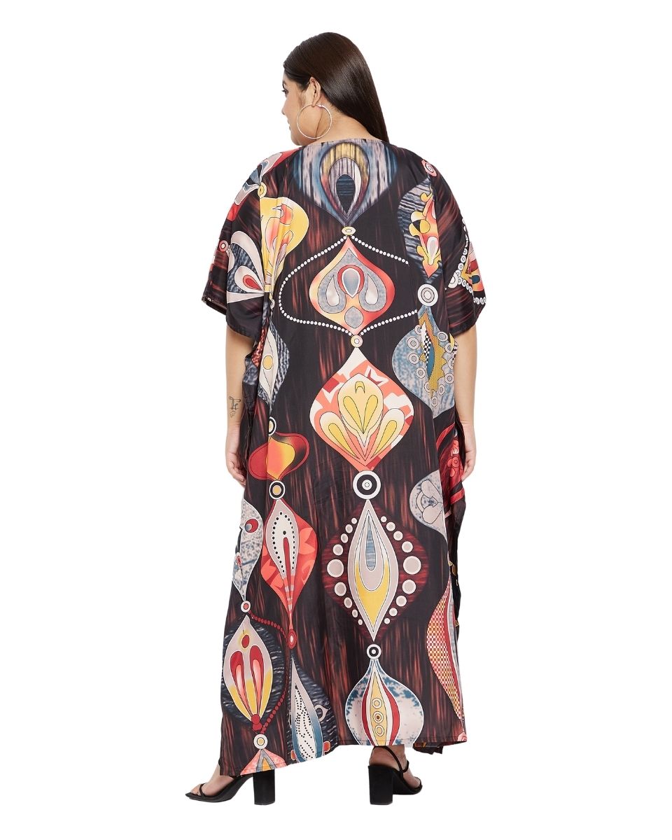 Long Plus Size Kaftan Multicolor Polyester Kimono Sleeve For Women