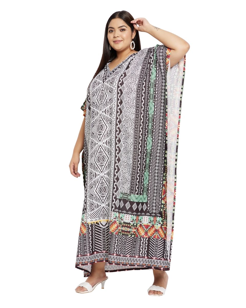 Plus Size Long Kimono Kaftan For Women Black Polyester