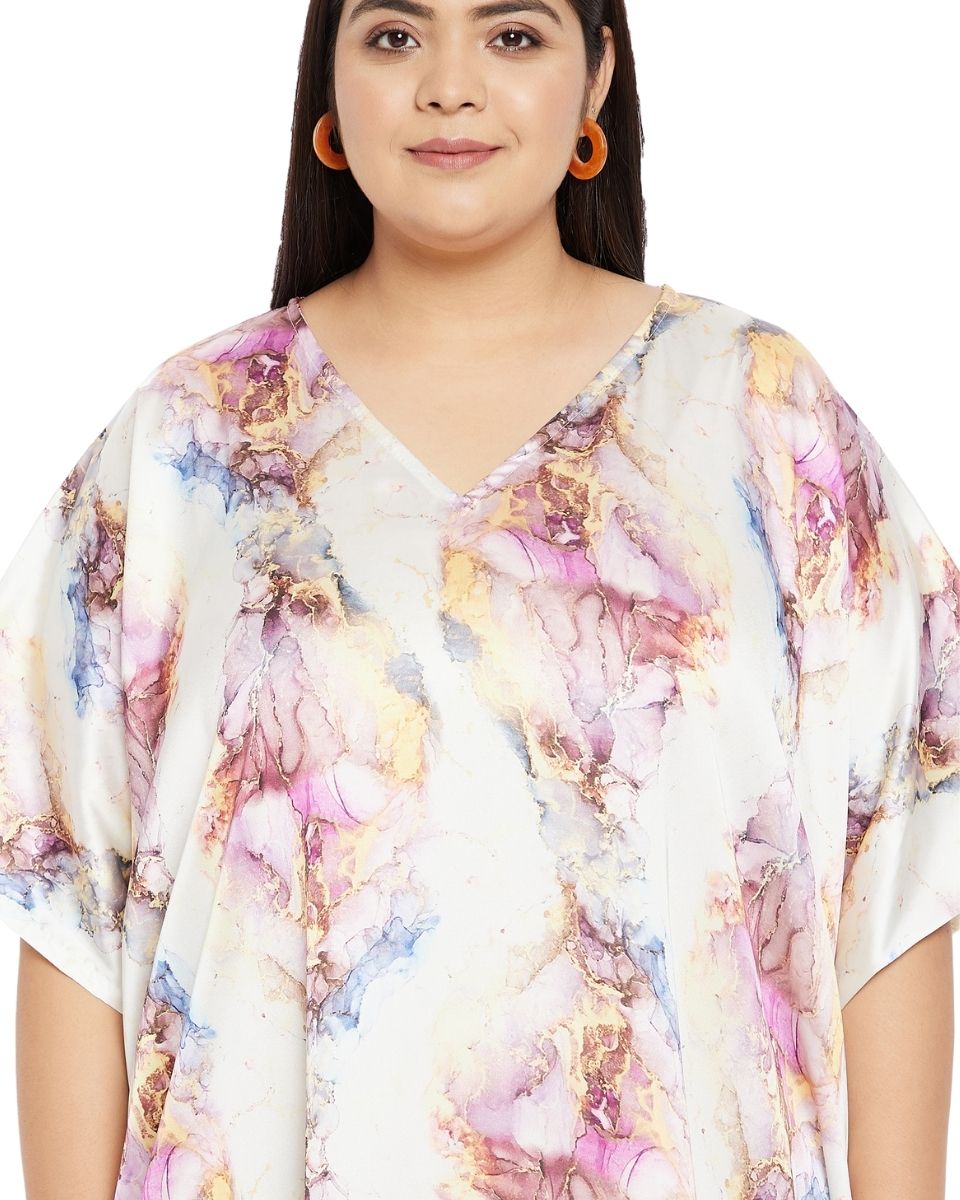 For Women Multicolor Plus Size Kimono Polyester Caftan