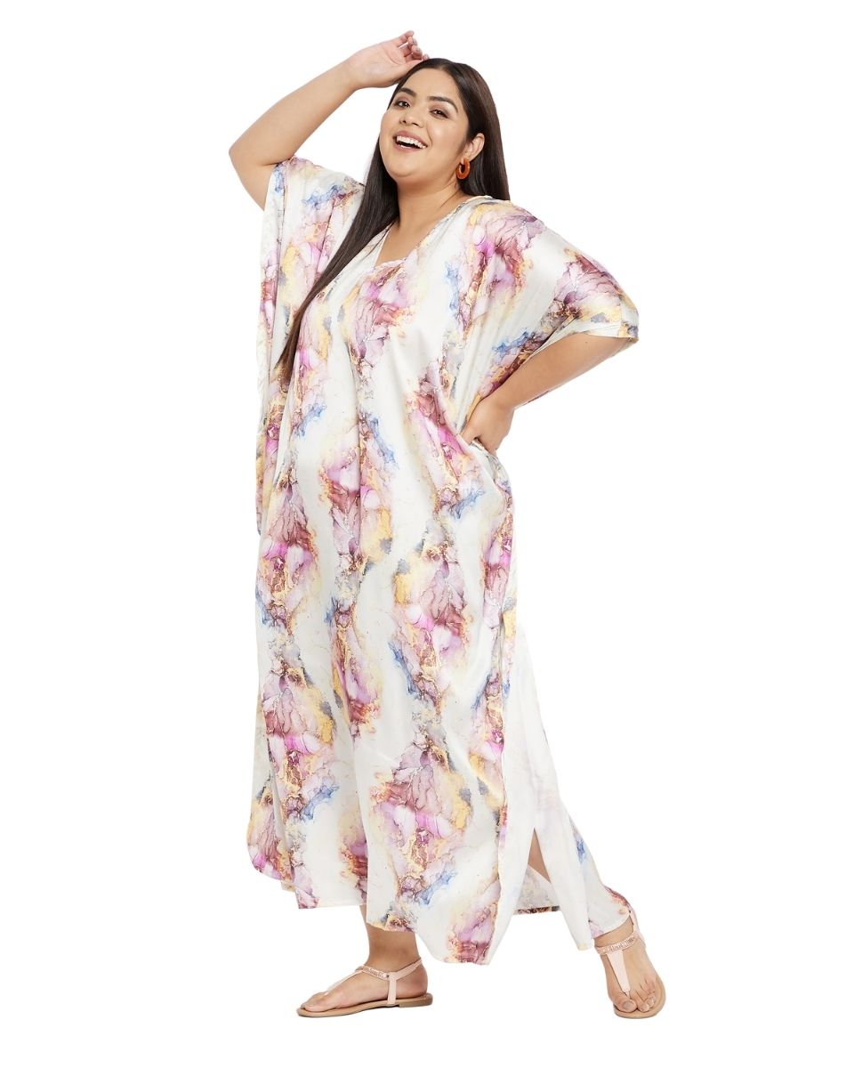 For Women Multicolor Plus Size Kimono Polyester Caftan