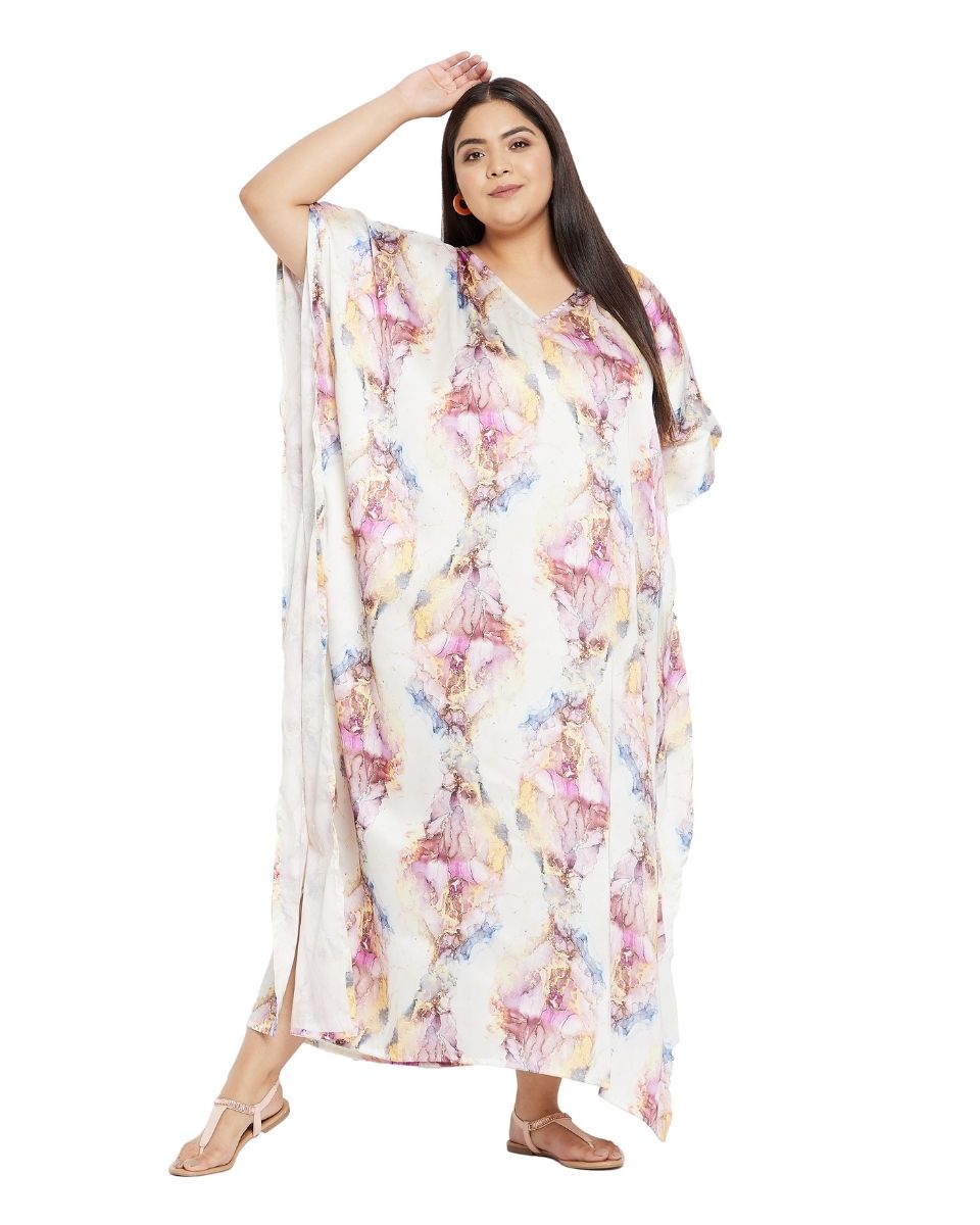 For Women Multicolor Plus Size Kimono Polyester Caftan