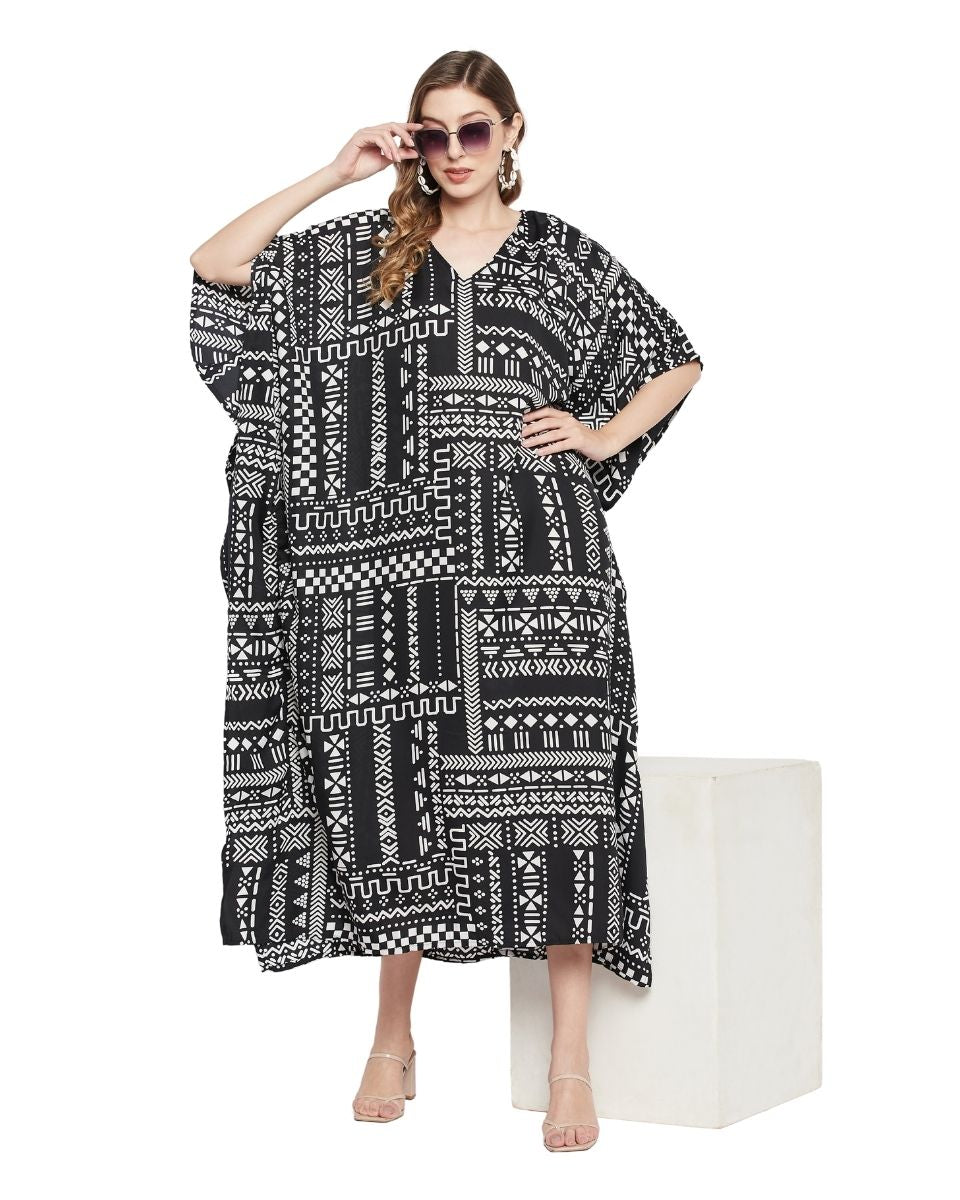 Geometric Print Plus Size Kaftan For Women