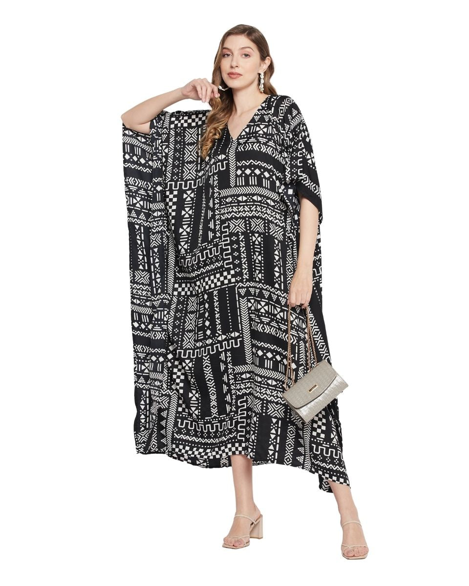 Geometric Print Plus Size Kaftan For Women