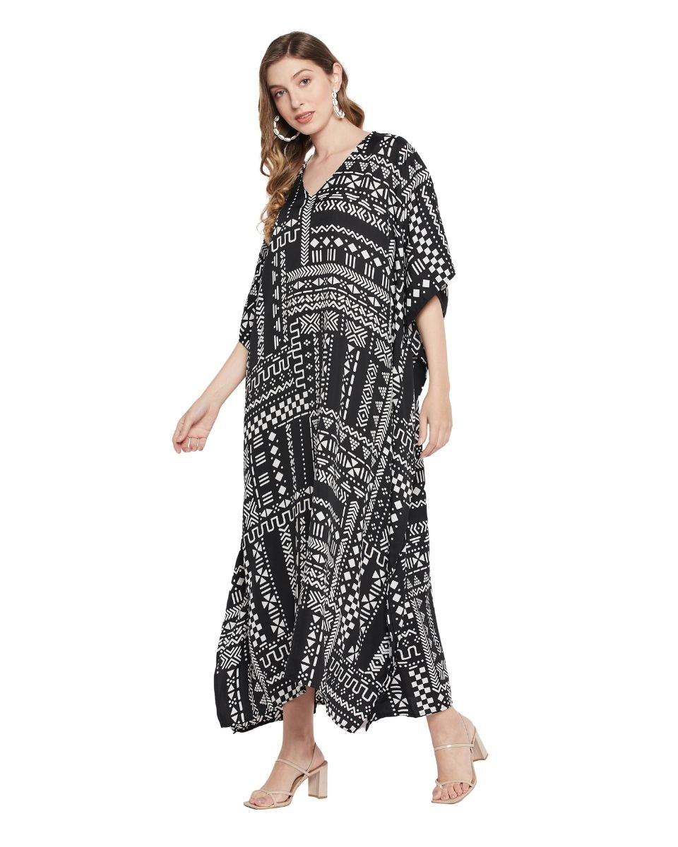 Geometric Print Plus Size Kaftan For Women