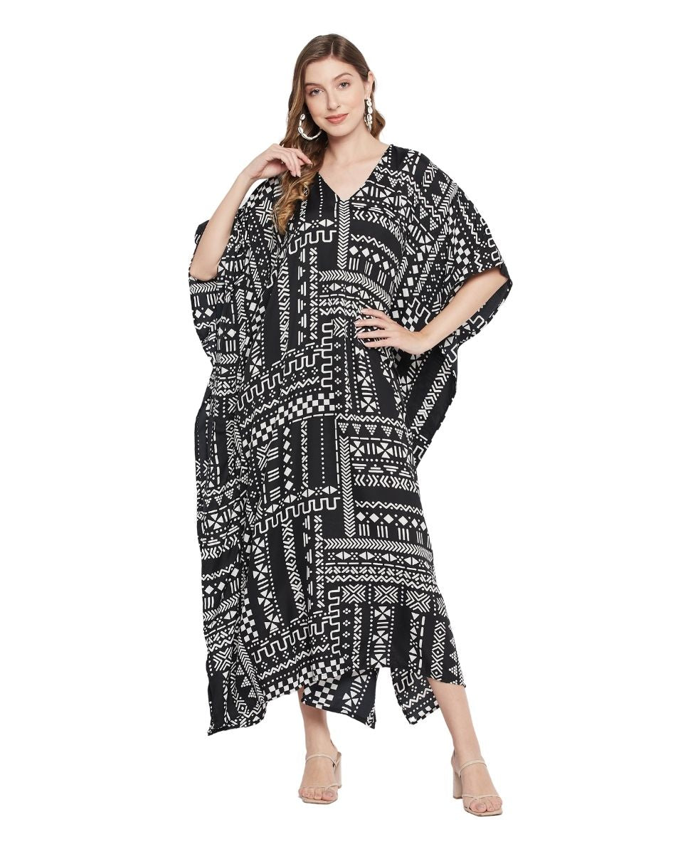 Geometric Print Plus Size Kaftan For Women