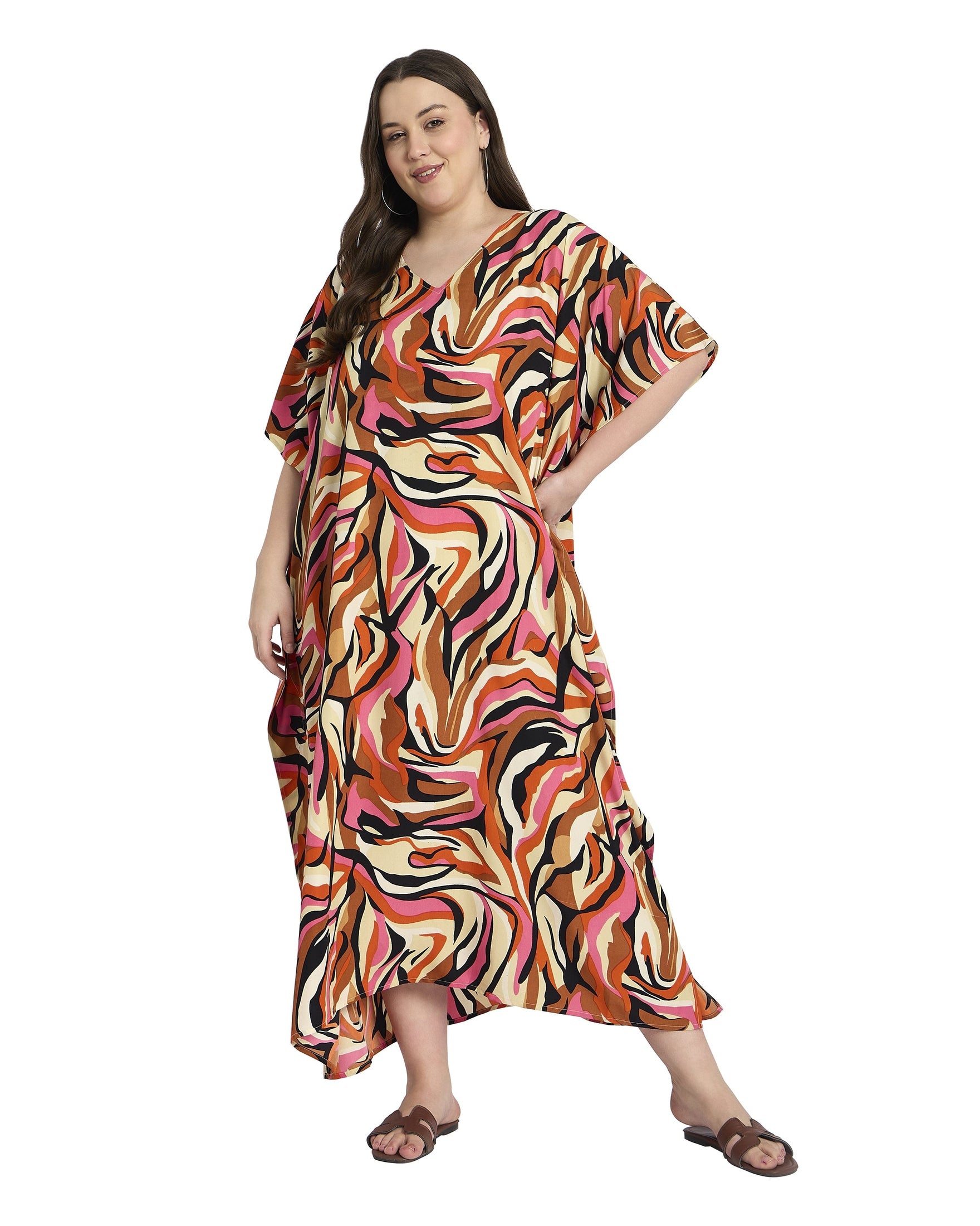 Multicolor Women Plus Size kaftan Dress For Beach Vacations Holidays