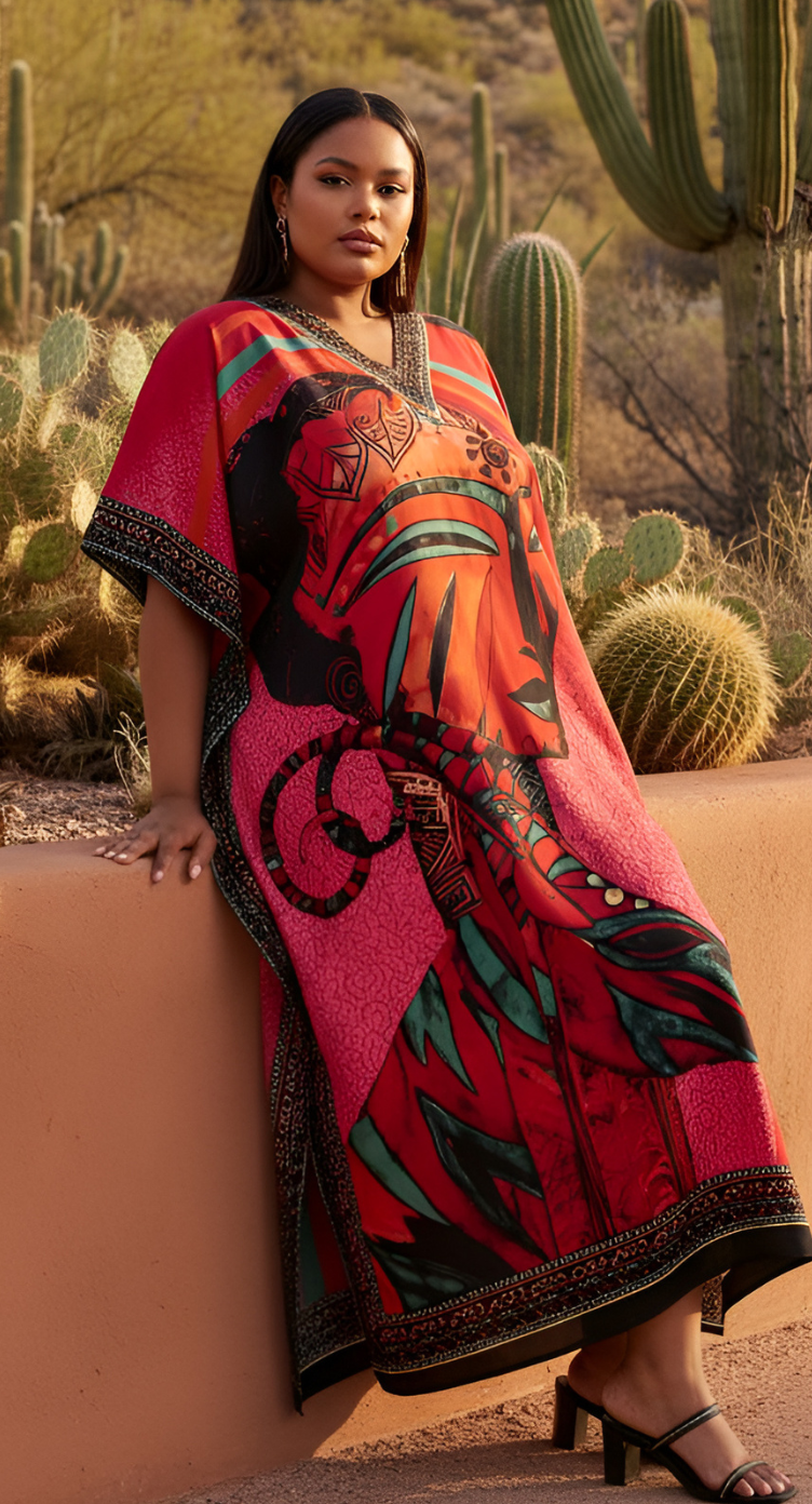 Lady Tribal Women Plus Size Polyester Beach Kaftan Dress for Women