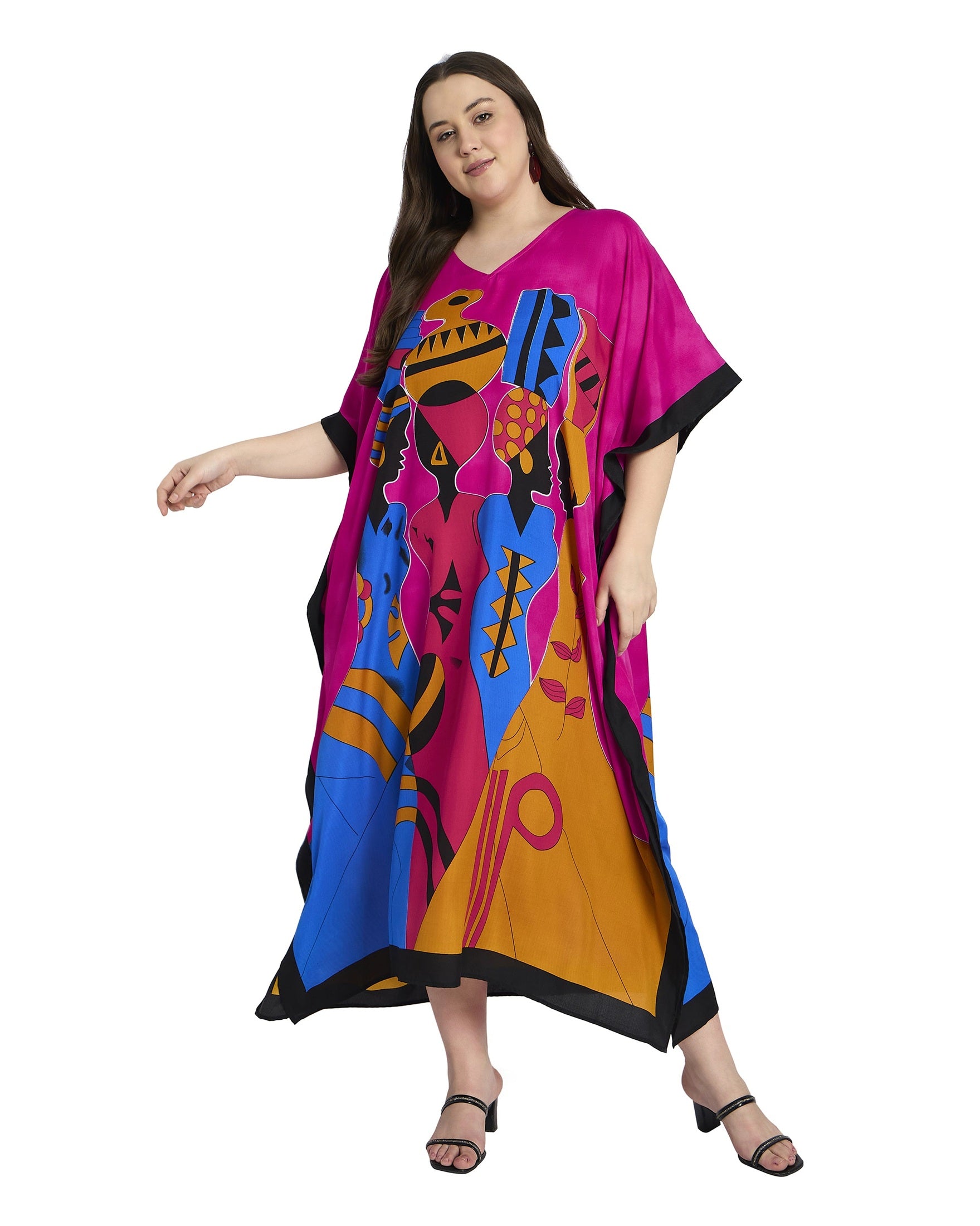 Pink Tribal Plus Size Caftan Dress for Women