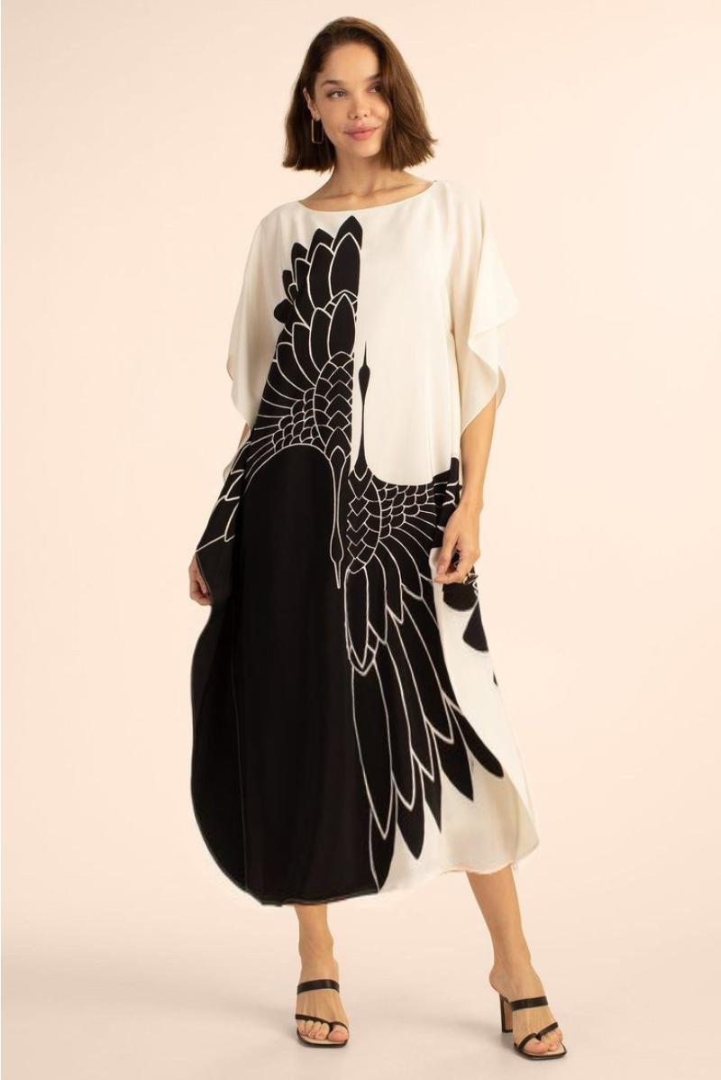 Animal Black Polyester Elegant Plus Size Kaftan Dress for Women