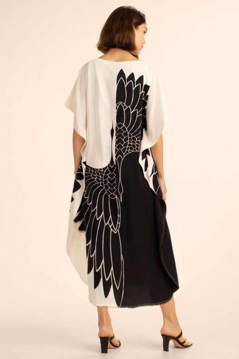 Animal Black Polyester Elegant Plus Size Kaftan Dress for Women