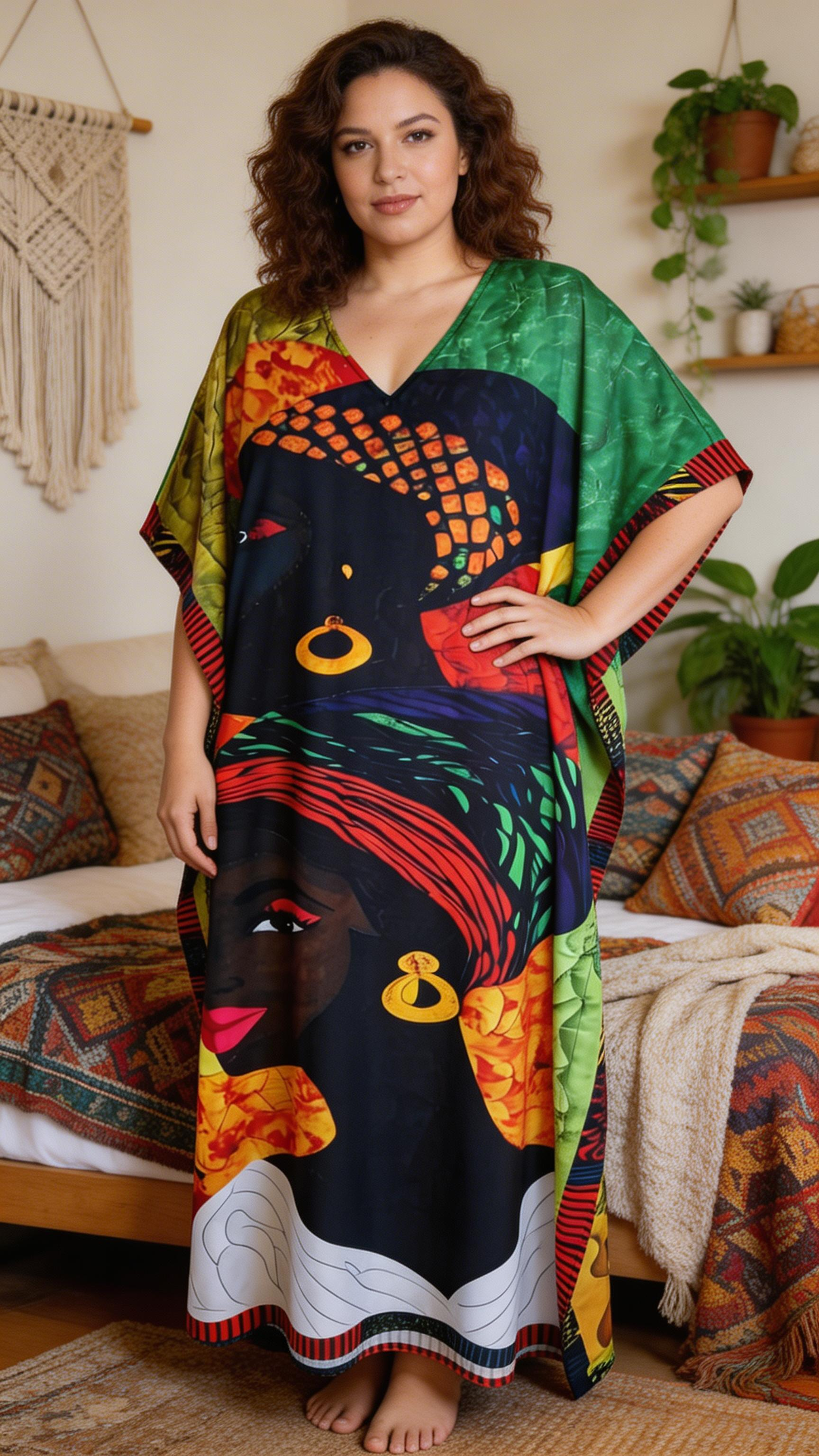 Black African Polyester Kaftan for Women Plus Size Party Dress