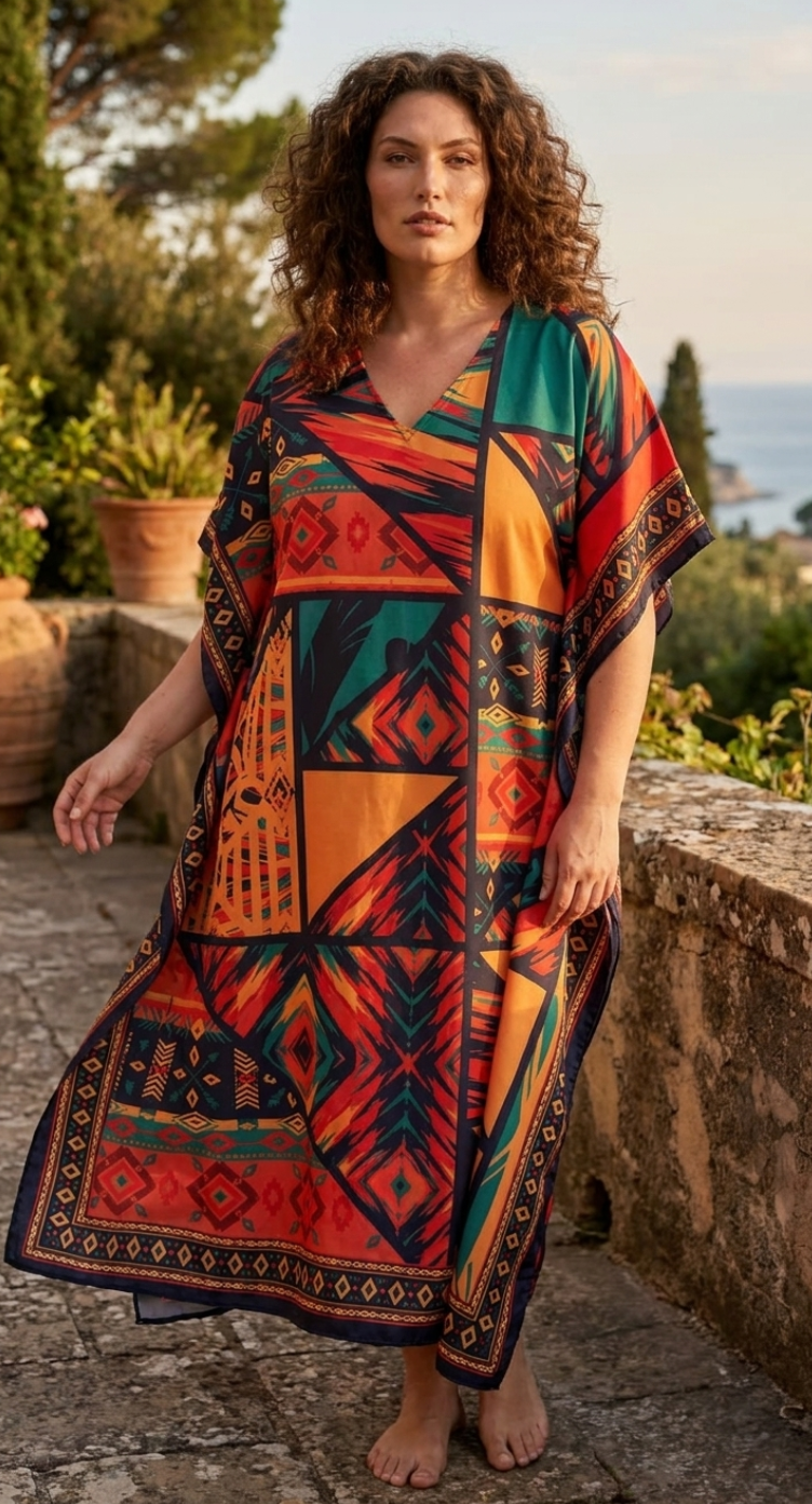 Multicolor Boho Plus Size Kaftan for Women 1X-3X | GypsieBlu