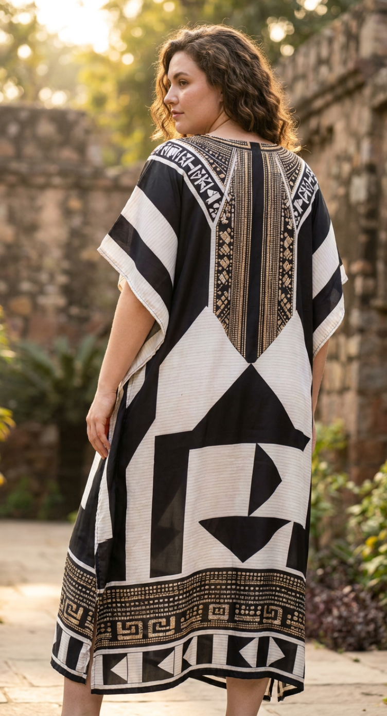 Black Tribal Plus Size Kaftan for Women 1X-3X | GypsieBlu