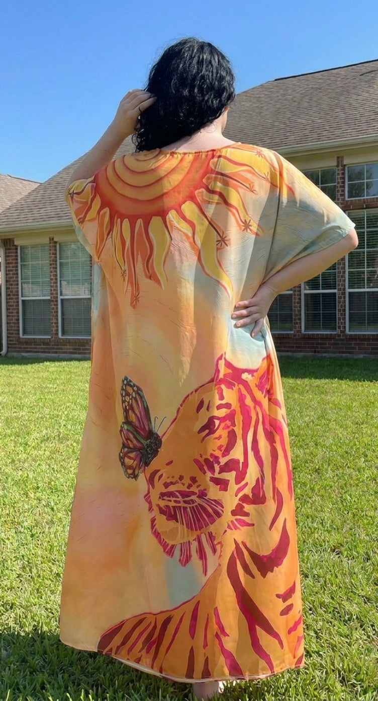 Peach Animal Plus Size Kaftan for Women — front view