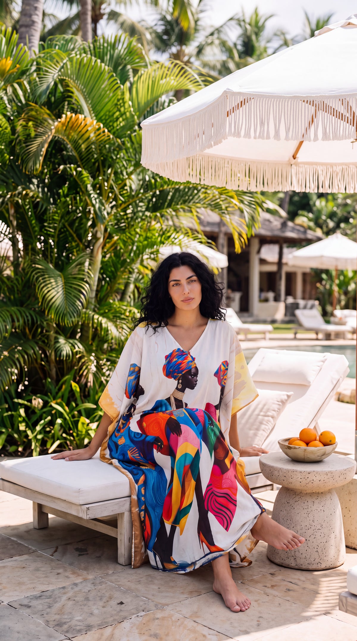 Cream Tribal Plus Size Kaftan for Women 1X-3X | GypsieBlu