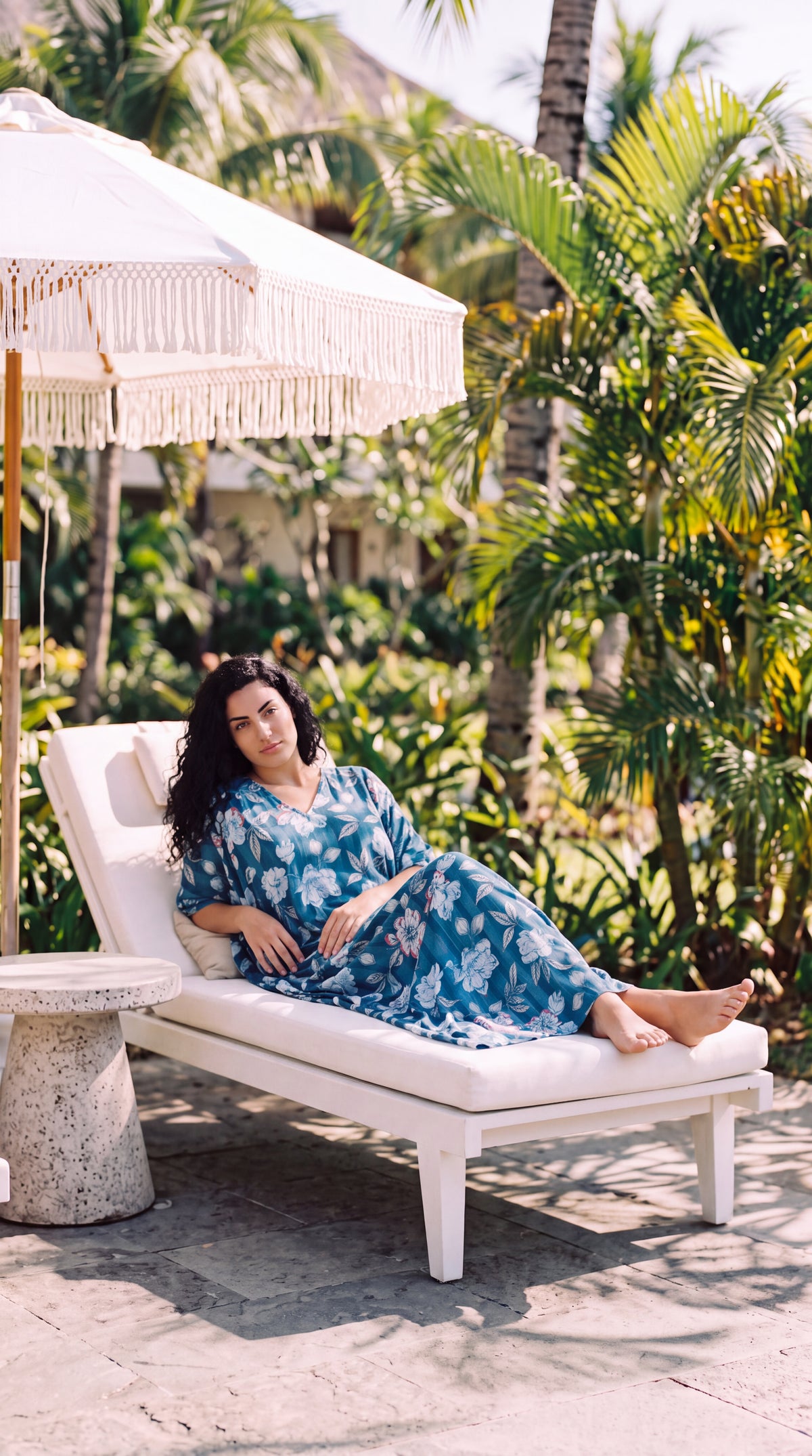 Navy Blue Floral Plus Size Kaftan for Women 1X-3X | GypsieBlu