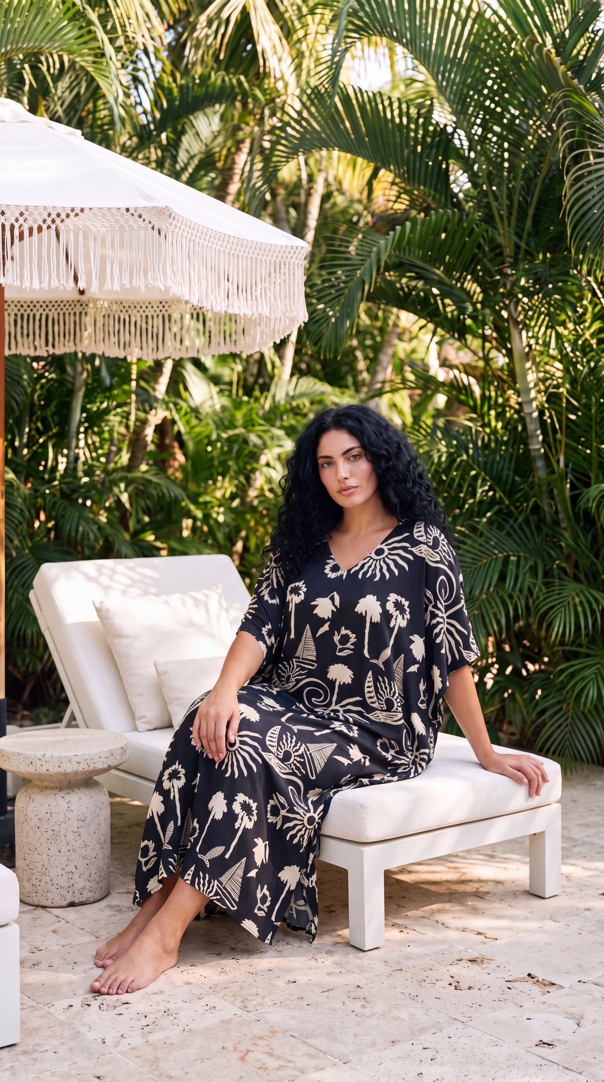Black Tropical Plus Size Kaftan for Women 1X-3X | GypsieBlu