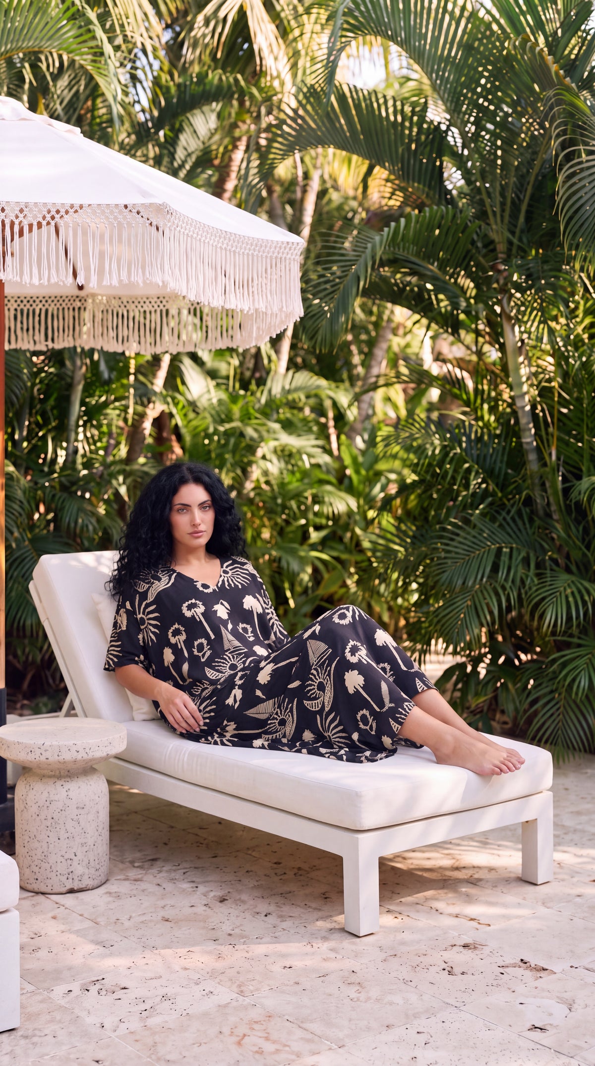 Black Tropical Plus Size Kaftan for Women 1X-3X | GypsieBlu