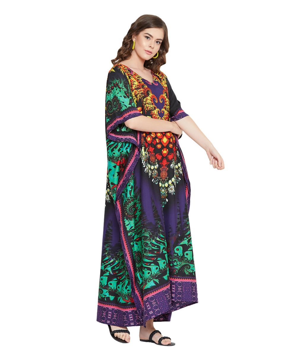 Gown Floral Print Long Kaftan Polyester For Plus Size Women