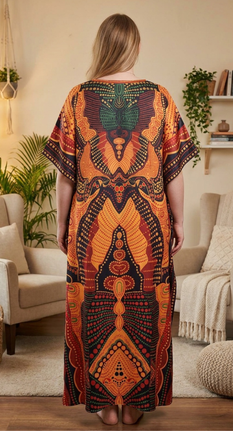 Light Peach satin Kaftan for plus size women