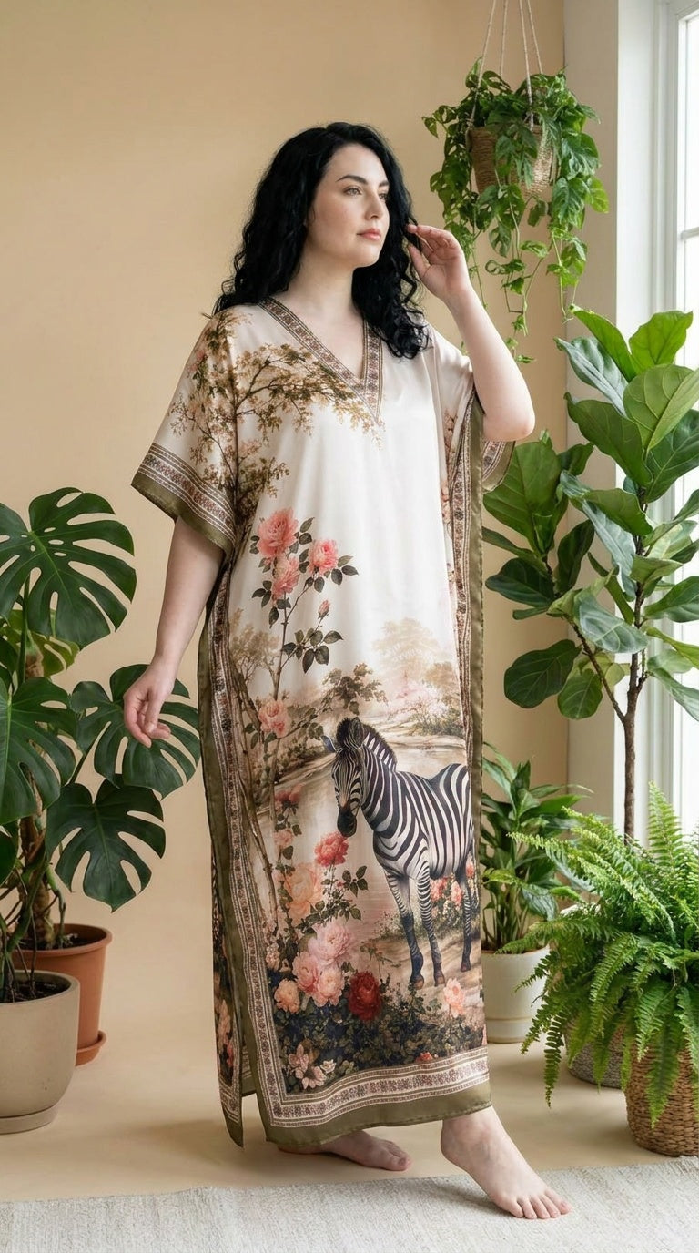 Satin Women Plus Size Kaftan Dress