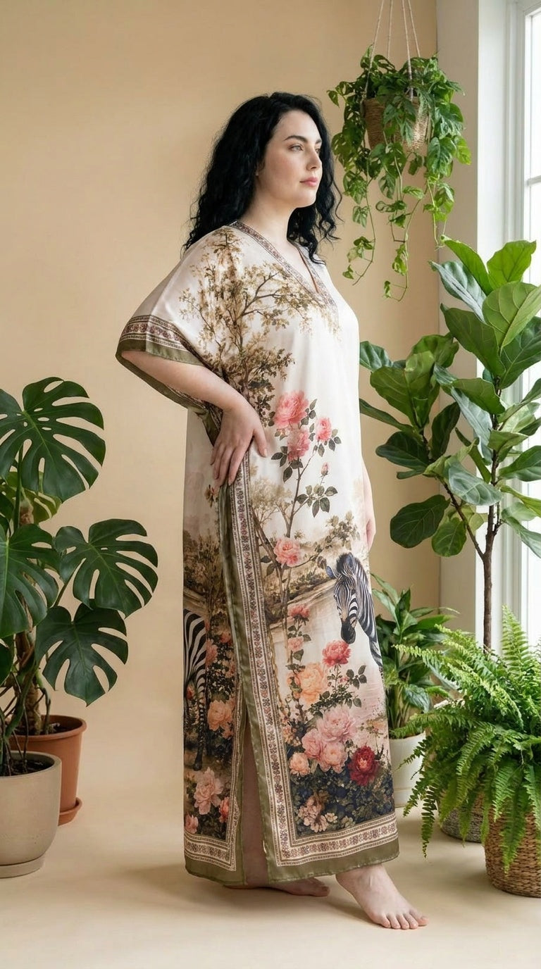 Satin Women Plus Size Kaftan Dress