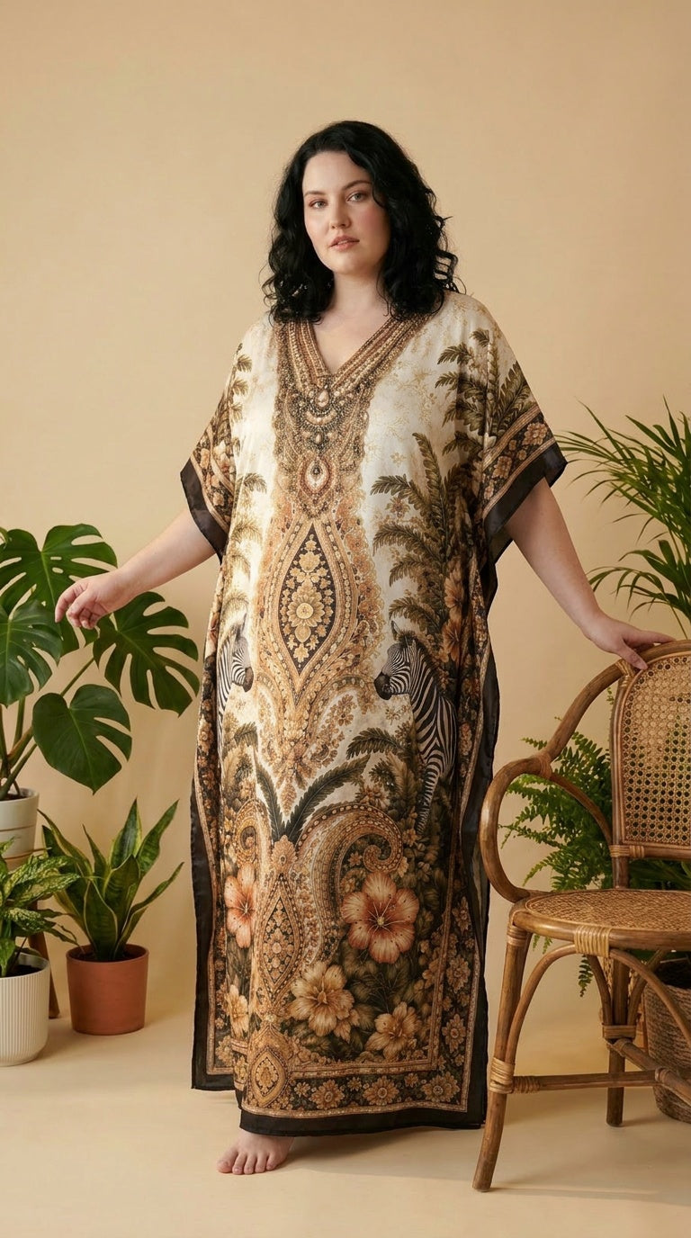 Satin Women Plus Size Kaftan Dress