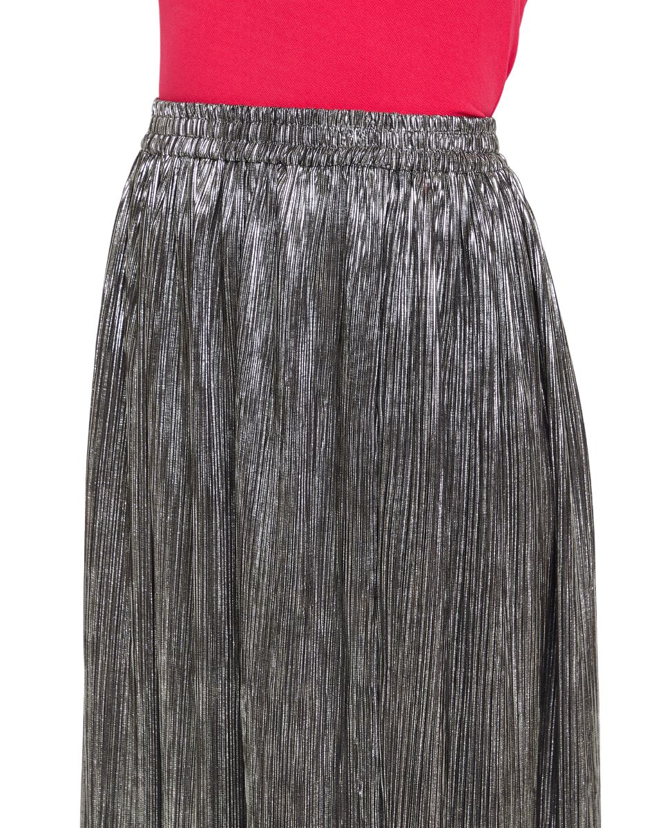 Pleated Black Polyester Skirt For Women