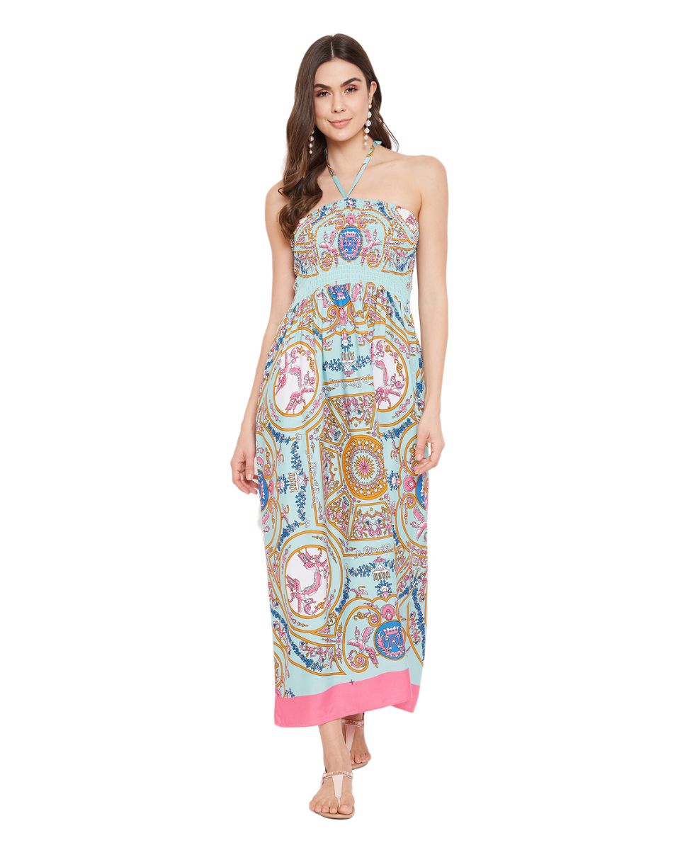 Multicolor Drawstring Long Maxi Tube Dress For Women