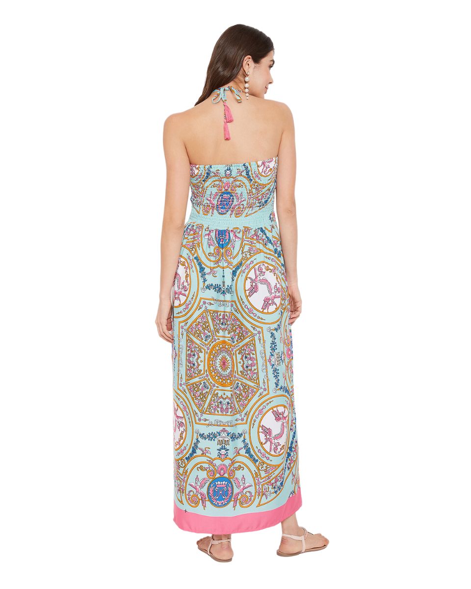 Multicolor Drawstring Long Maxi Tube Dress For Women