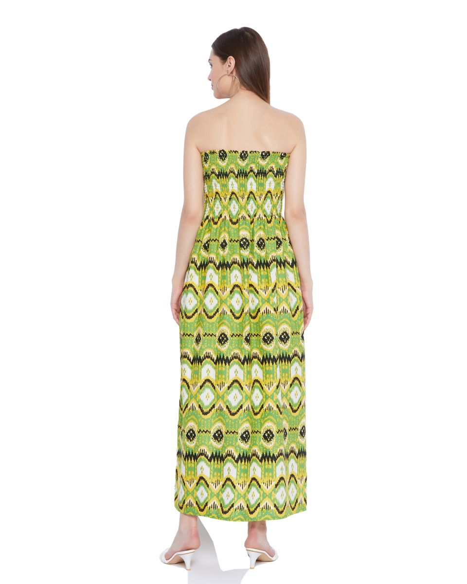 Drawstring Abstract Pattern Sleeveless Tube Dress For Women