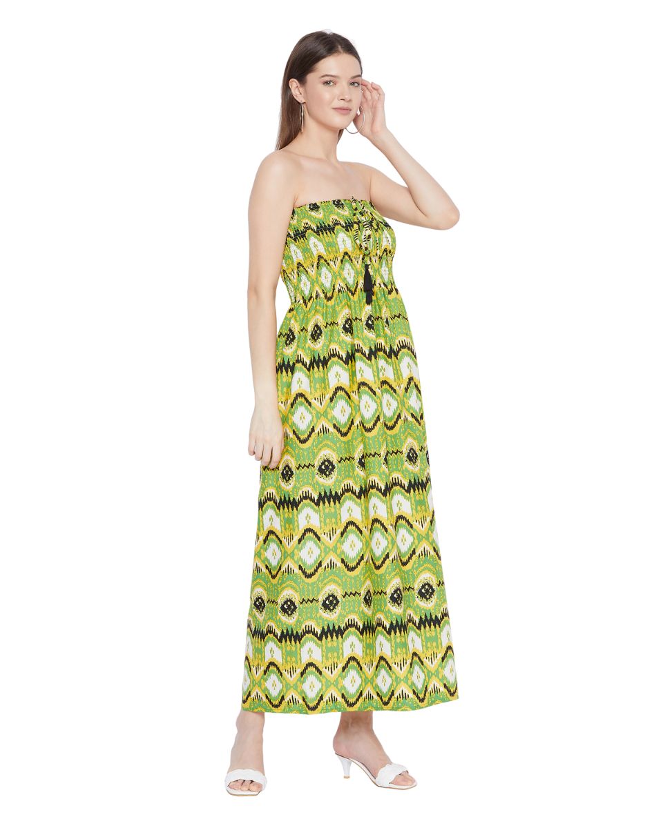 Drawstring Abstract Pattern Sleeveless Tube Dress For Women