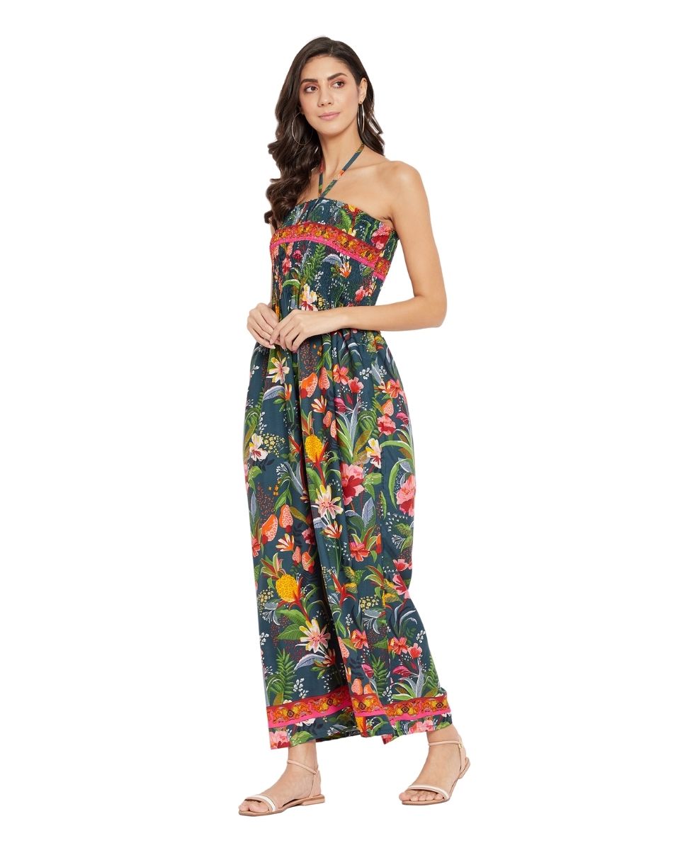 Multicolor Floral Long Tube Dress For Women