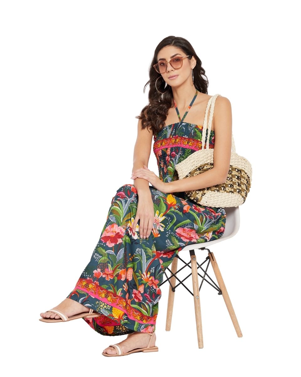 Multicolor Floral Long Tube Dress For Women