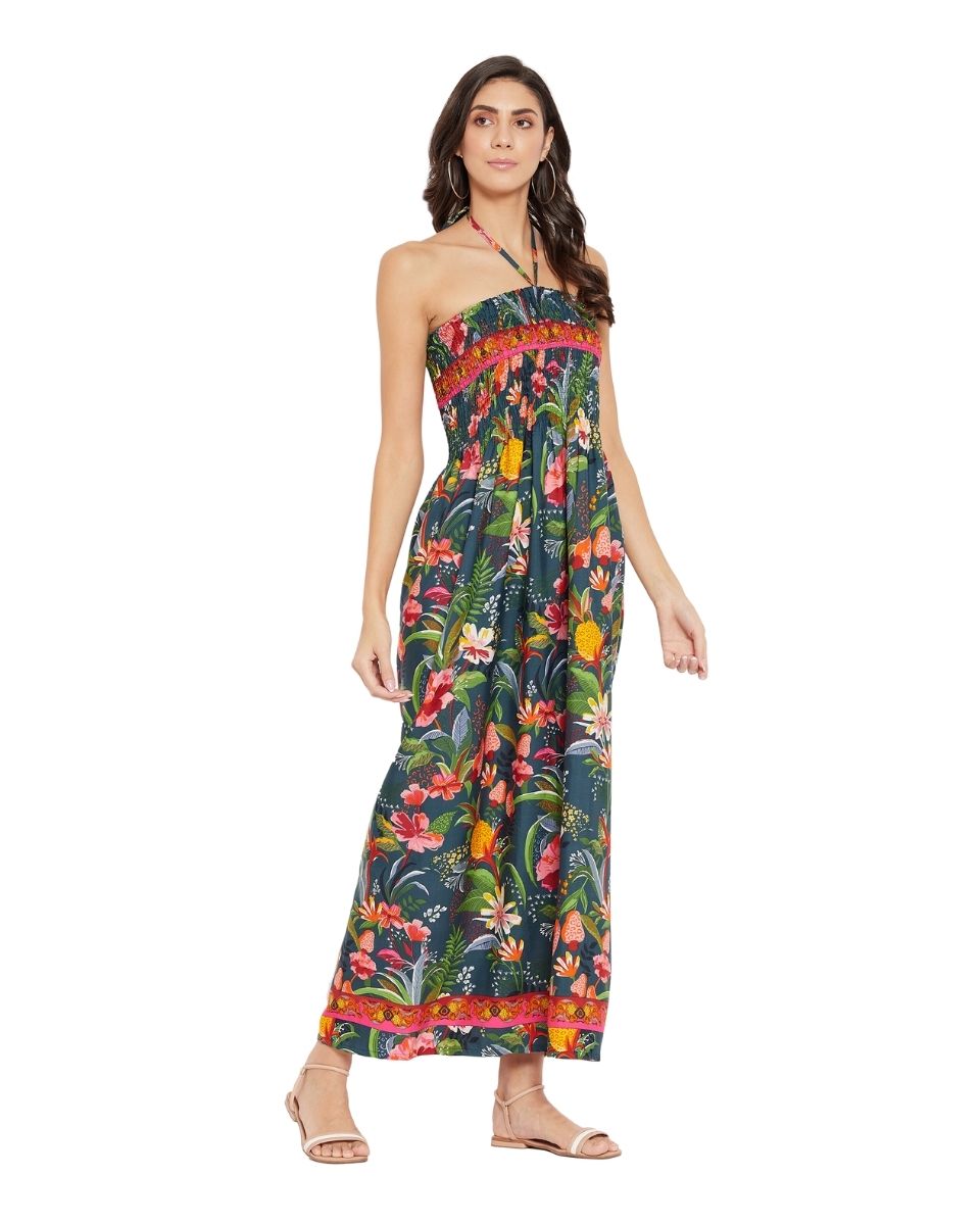 Multicolor Floral Long Tube Dress For Women