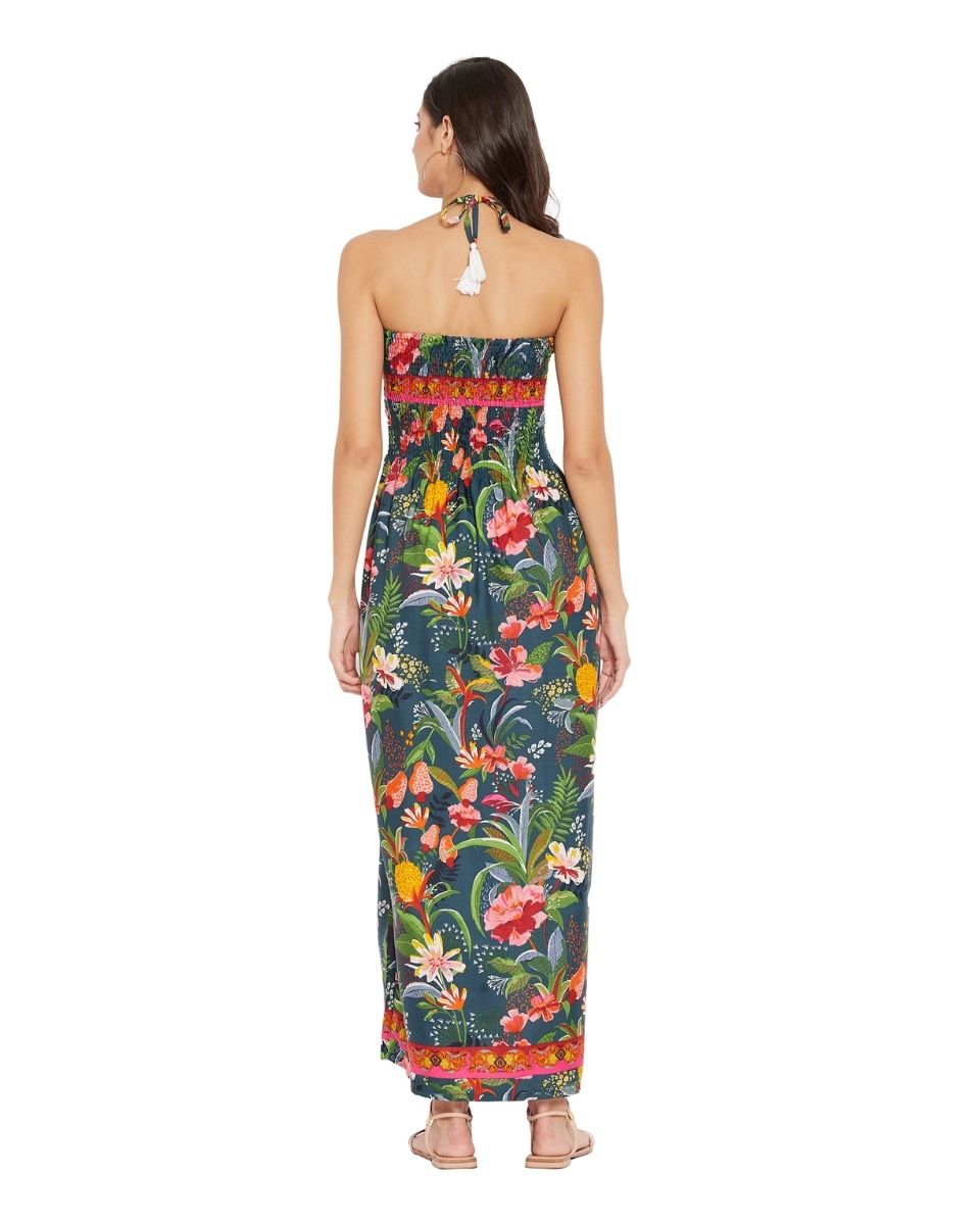 Multicolor Floral Long Tube Dress For Women