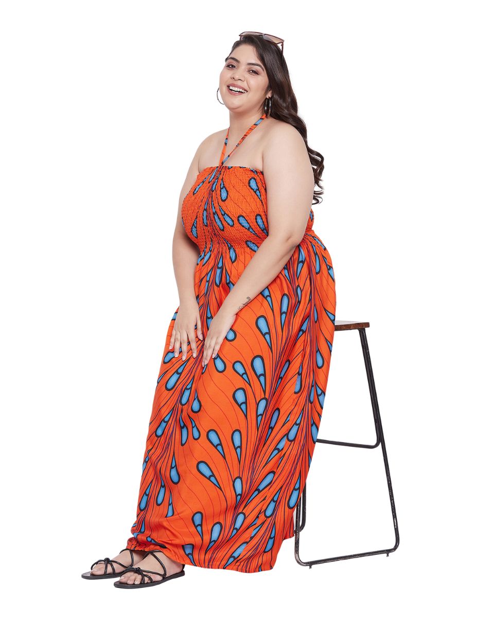 Orange Leaf Polyester Tube Dress for Women S-XL | GypsieBlu