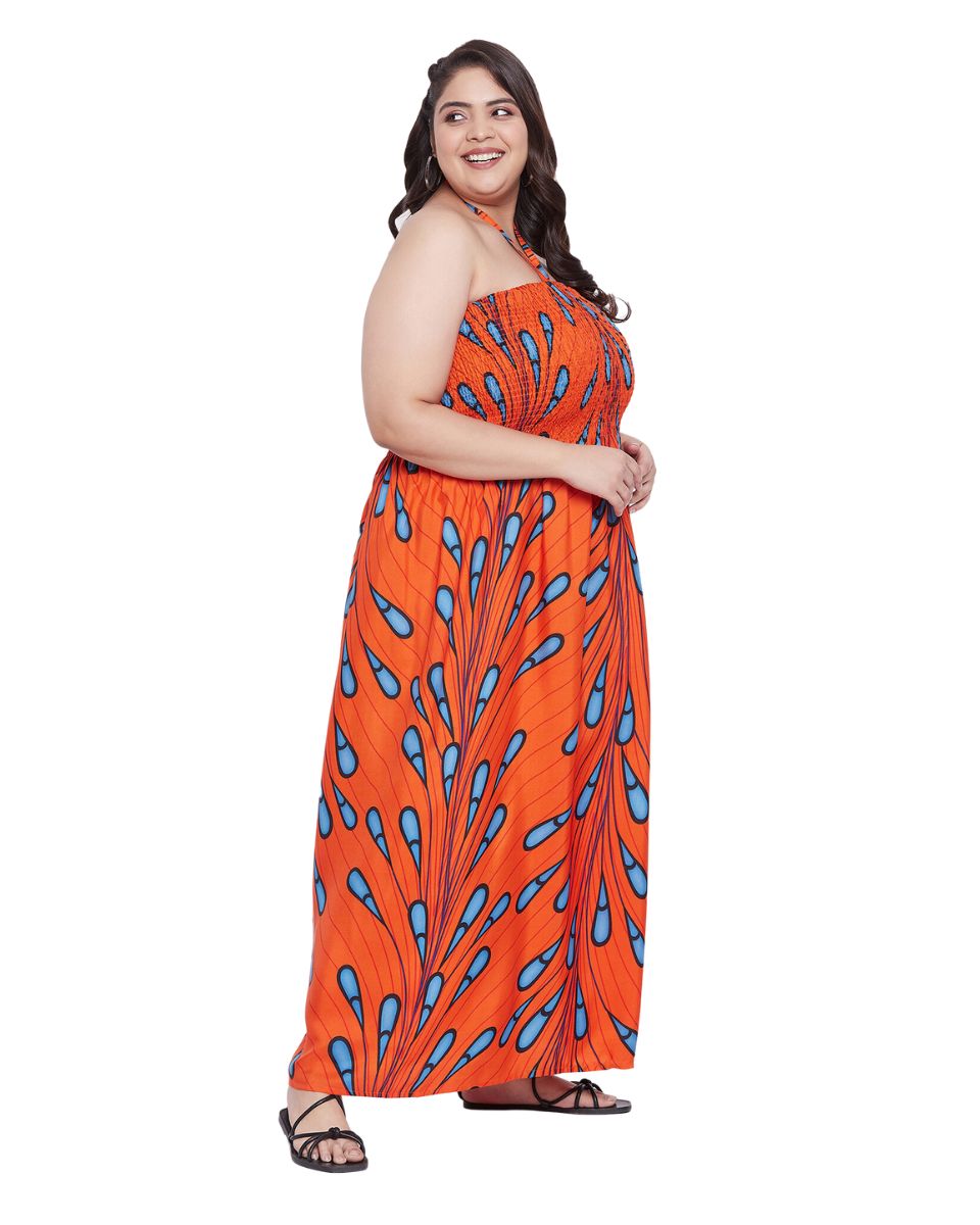 Orange Leaf Polyester Tube Dress for Women S-XL | GypsieBlu