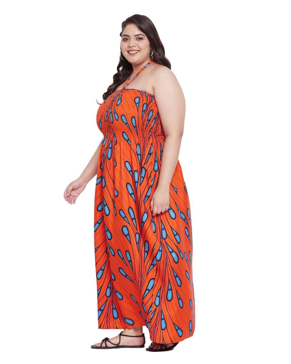 Orange Leaf Polyester Tube Dress for Women S-XL | GypsieBlu