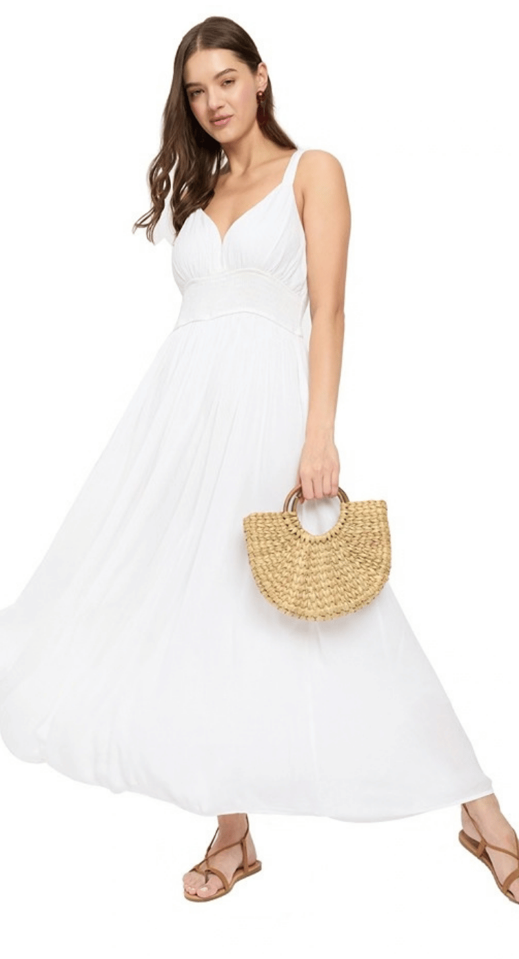 White Rayon Plus Size Maxi Dress for Women 1X-3X | GypsieBlu
