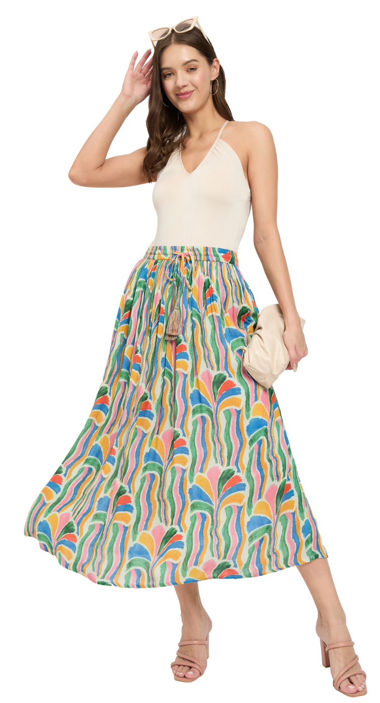Multicolor Art Deco Rayon Skirt for Women S-XL | GypsieBlu