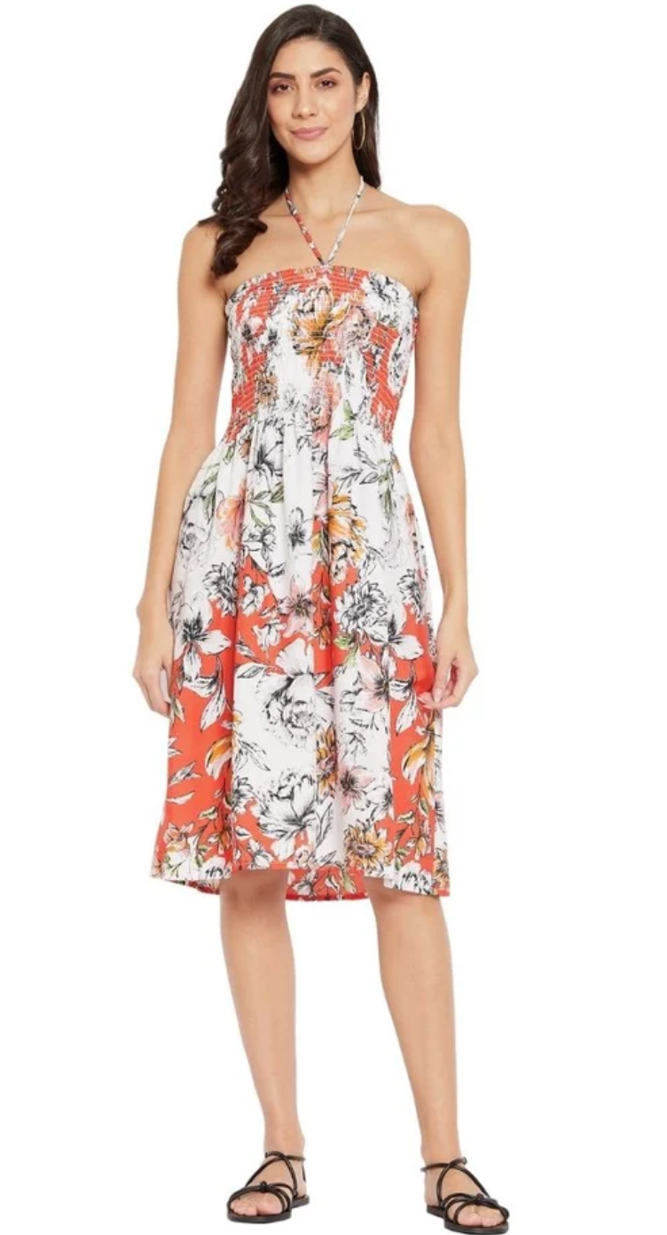 Multicolor Sketch Floral Polyester Tube Dress for Women S-XL Sleeveless | GypsieBlu