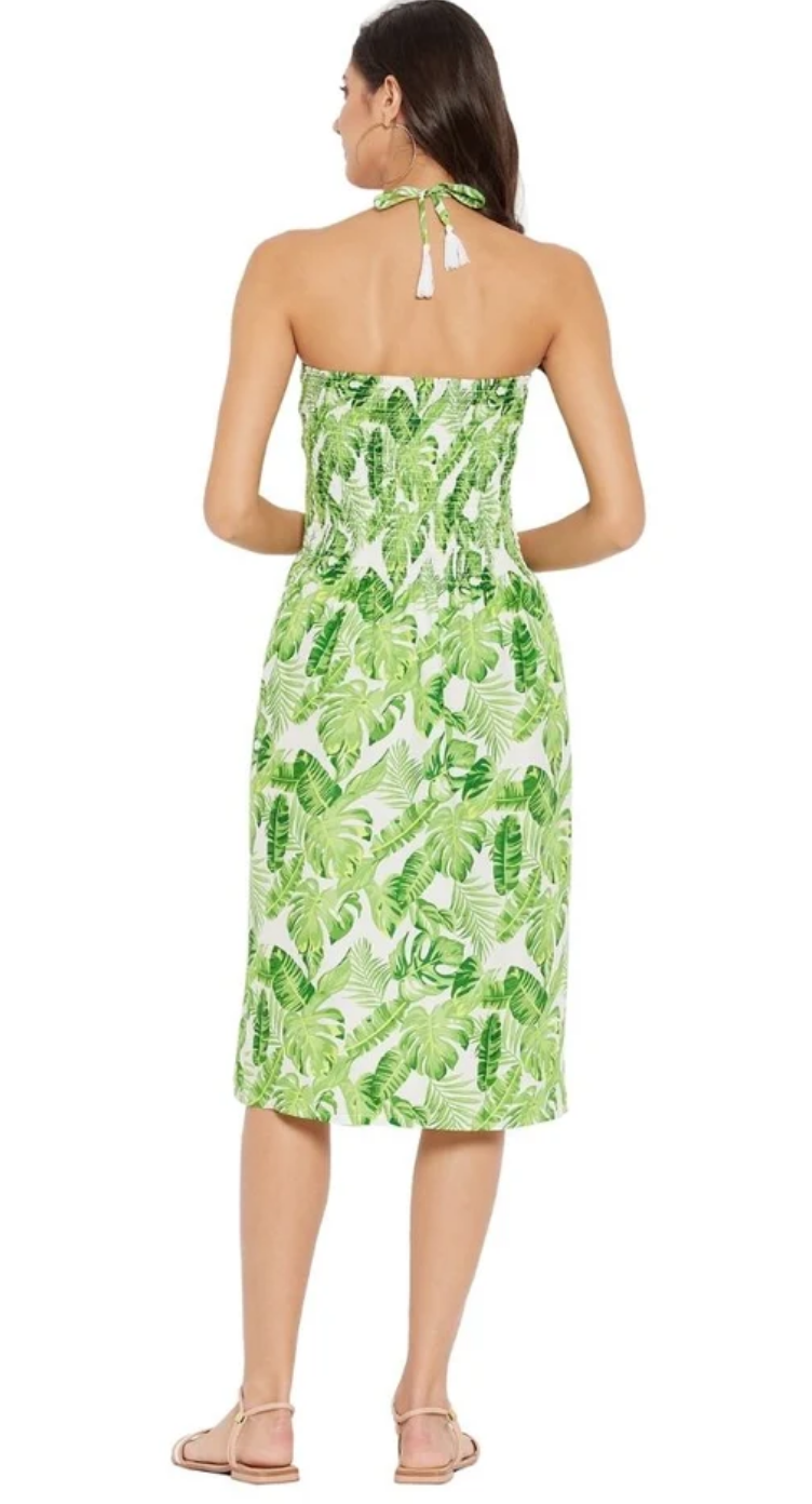 Green Tropical Palm Leaf Polyester Tube Dress for Women S-XL Sleeveless | GypsieBlu