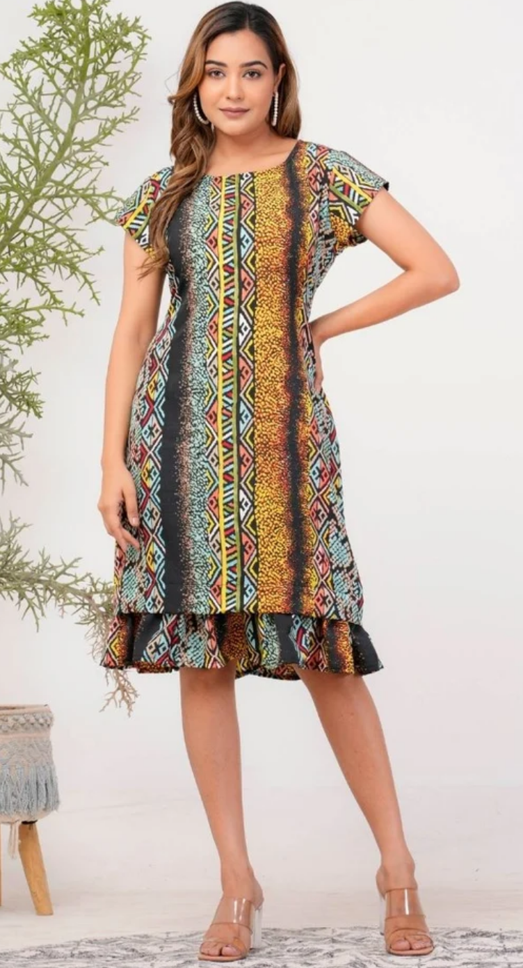 Multicolor Chevron Polyester Dress for Women S-XL | GypsieBlu
