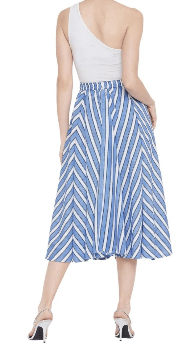 Blue Striped Rayon Skirt for Women S-XL | GypsieBlu