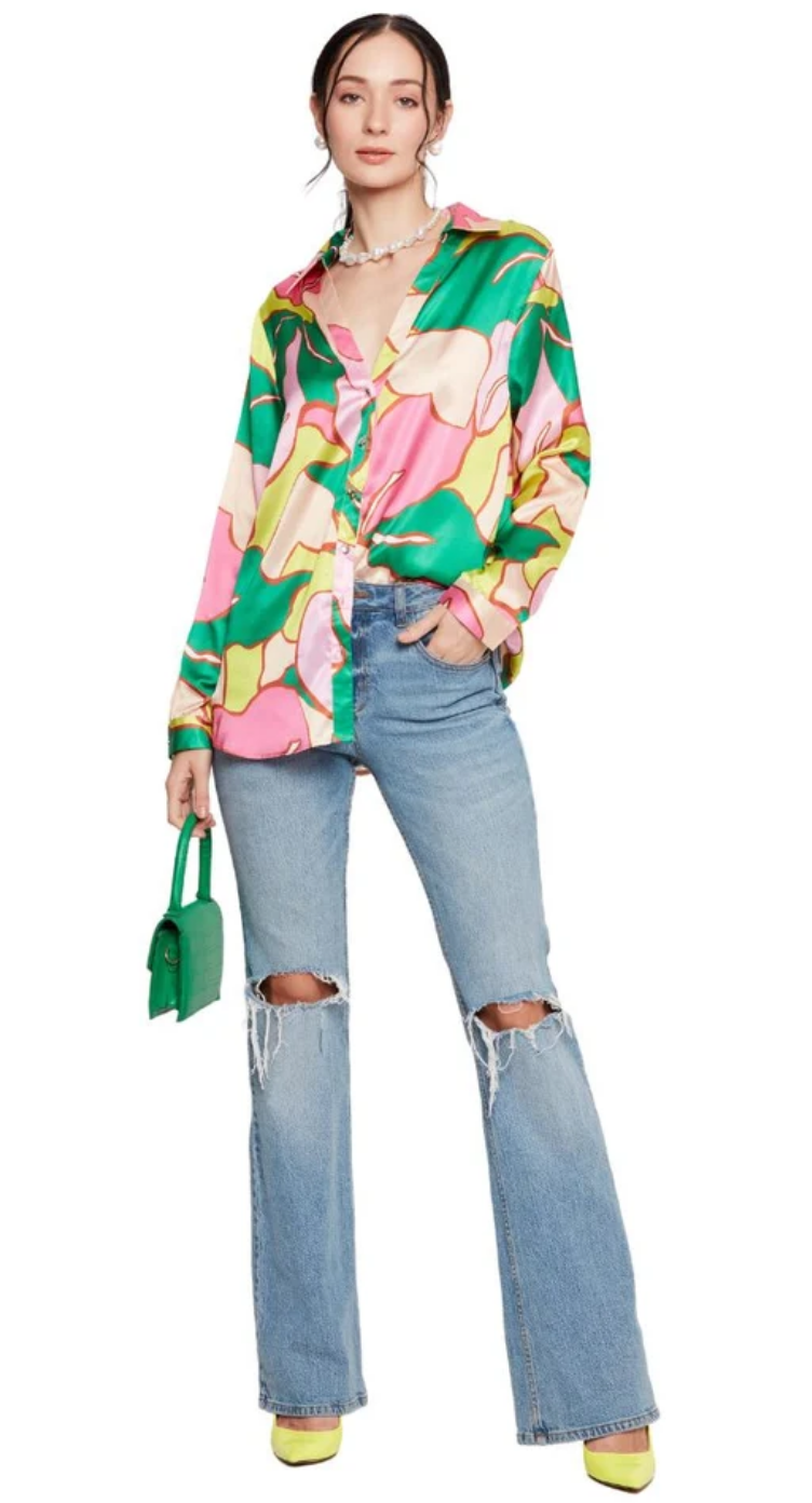 Multicolor Floral Satin Shirt for Women S-XL | GypsieBlu